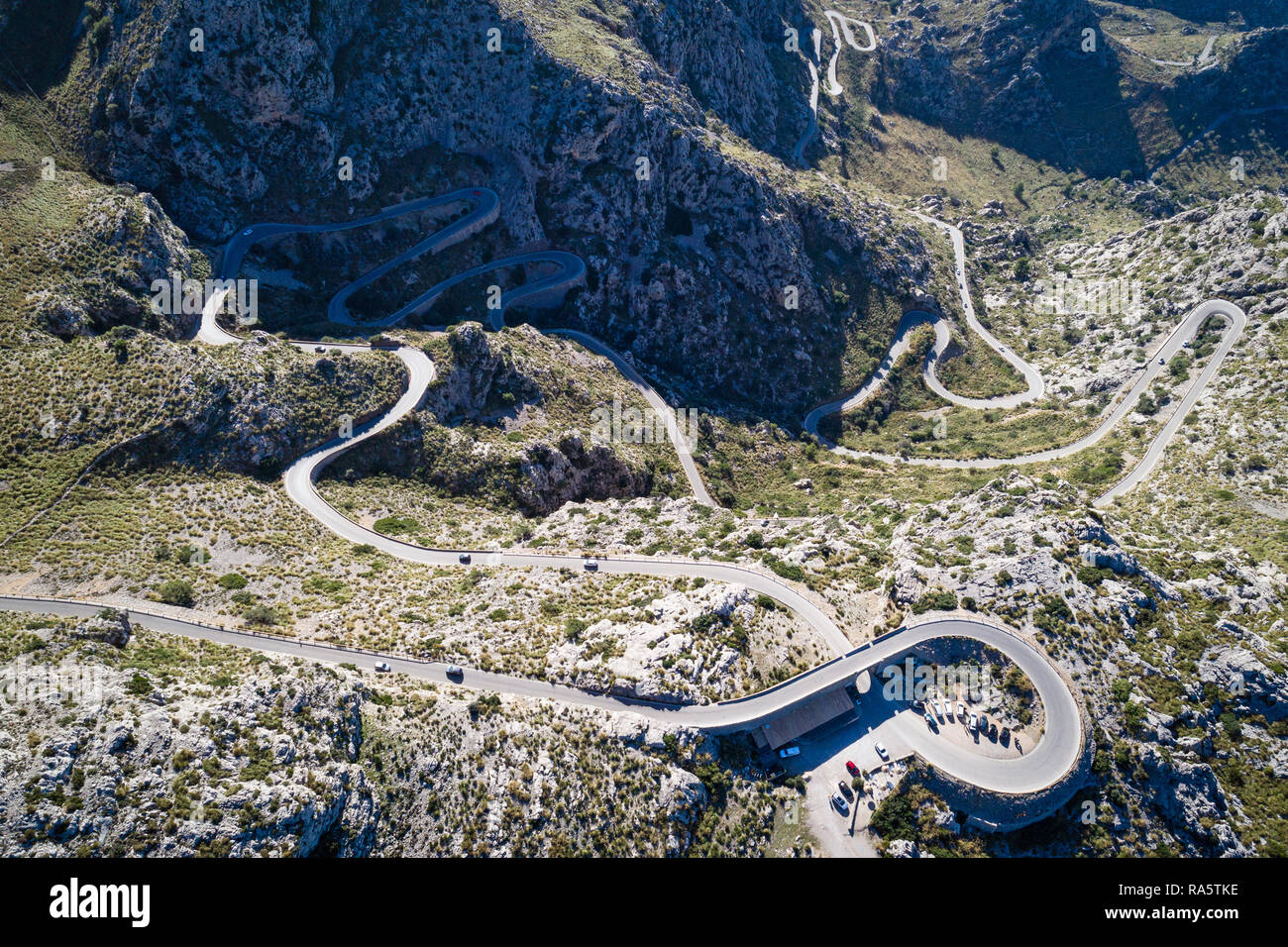 Sa Calobra Road, one of the most scenic and spectacular roads in the world, Mallorca island, Spain Stock Photo