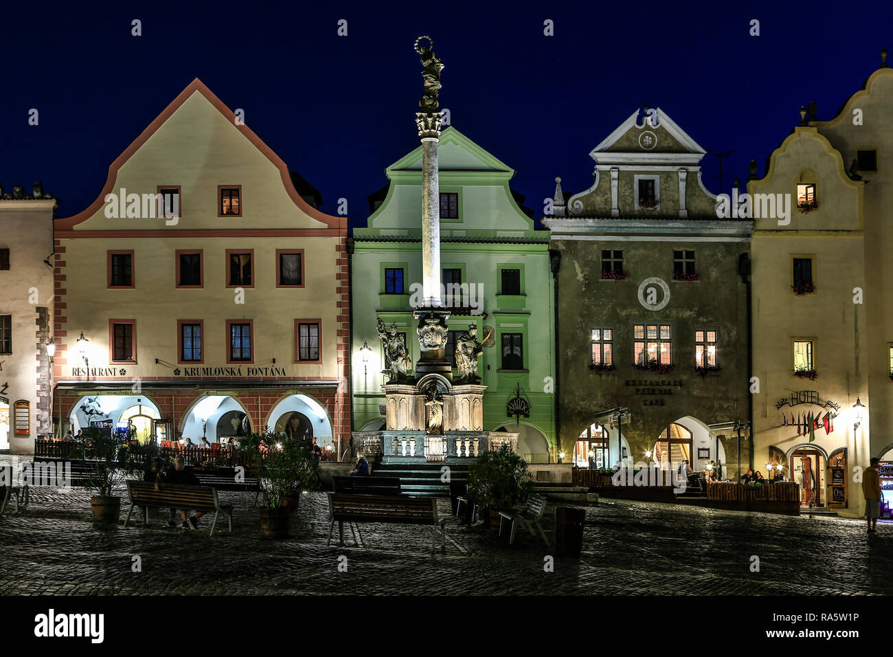 Main Square, Cesky Krumlov, Czech Republic Stock Photo