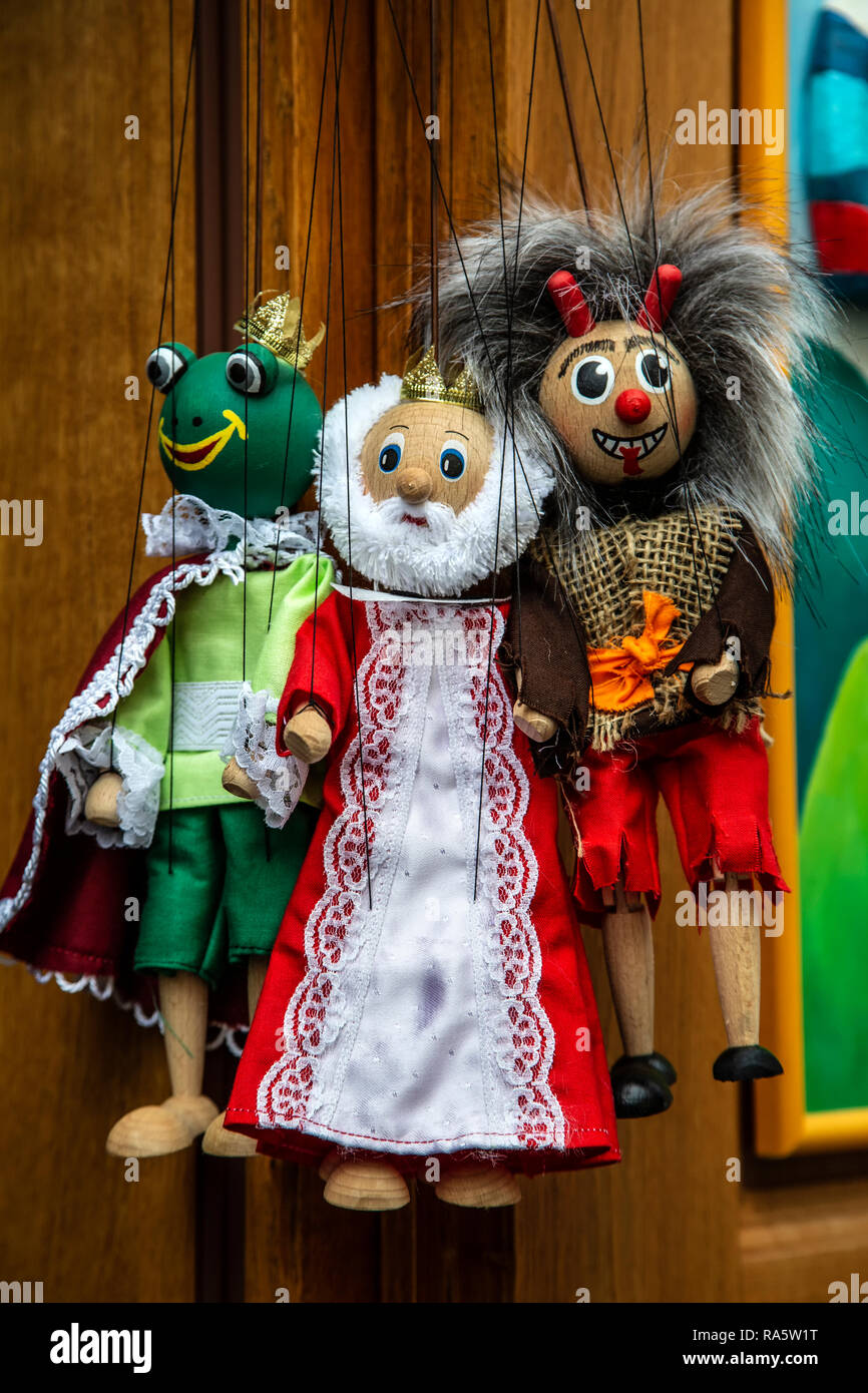 Marionettes (puppets) for sale, Cesky Krumlov, Czech Republic Stock Photo