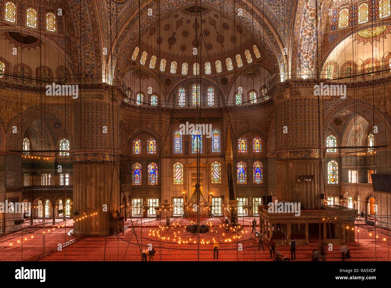 Sultan Ahmed Mosque or Blue Mosque, interior, Istanbul, Turkey Stock ...