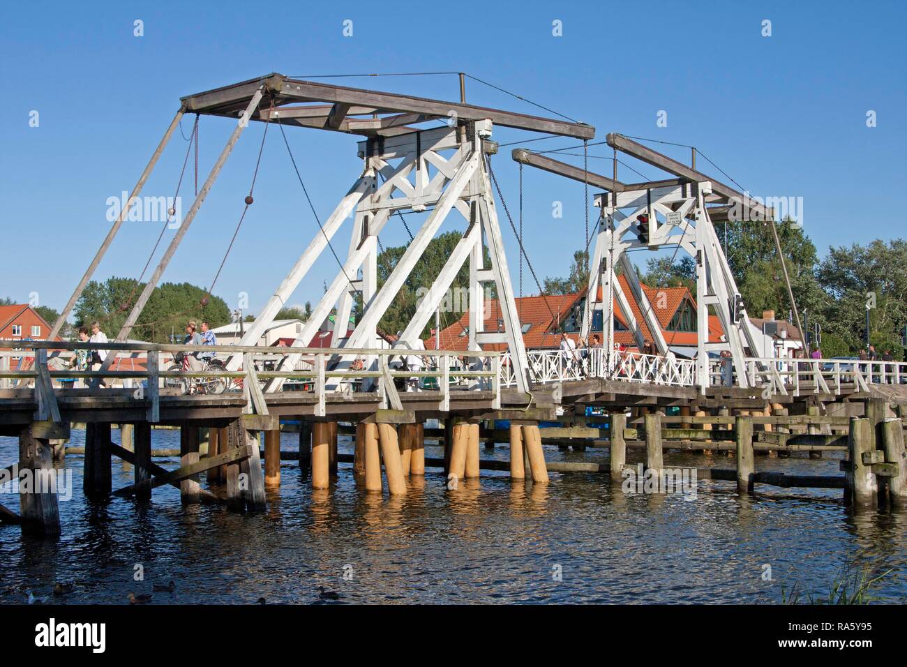 Hollaenderbruecke bascule bridge, Wiek, Greifswald, Mecklenburg-Western Pomerania Stock Photo