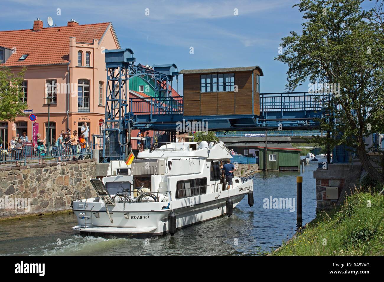 Lift Bridge, Plau, Mecklenburg Lake District, Mecklenburg-Western Pomerania Stock Photo