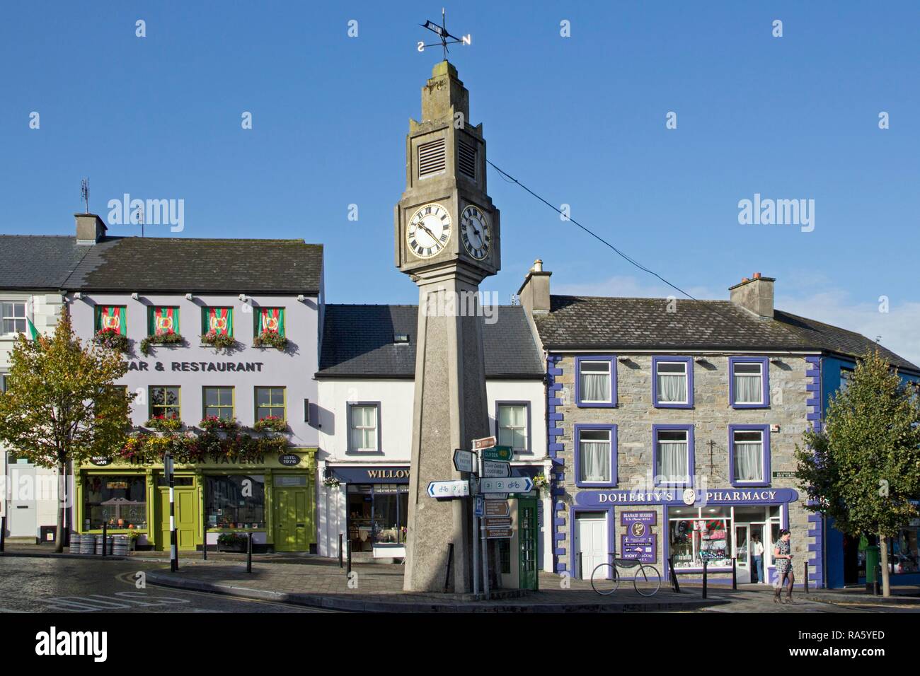 Clock tower, Westport, County Mayo, Ireland, Europe, PublicGround Stock Photo