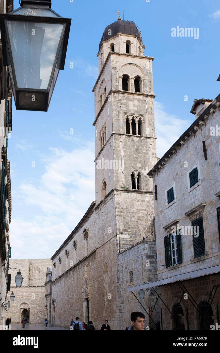 Early morning provides some space, peace and quiet in the normally much visited old town of Dubrovnik, Croatia. Stock Photo