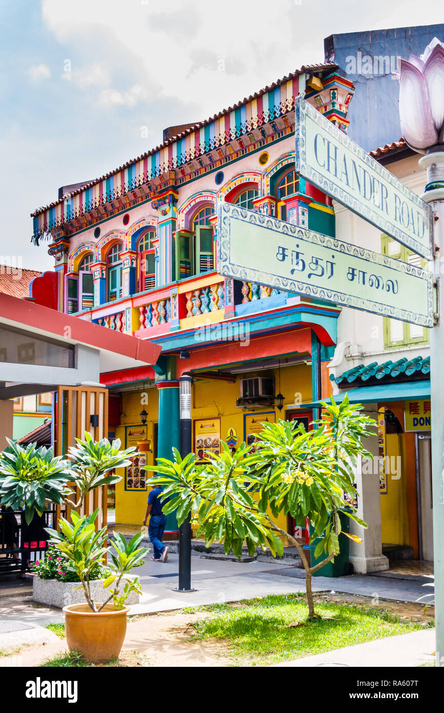 Colourful Building In Little India Singapore Stock Photo