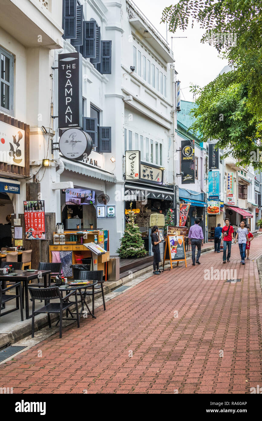Singapore 14th December 2018 People walking past restaurants and