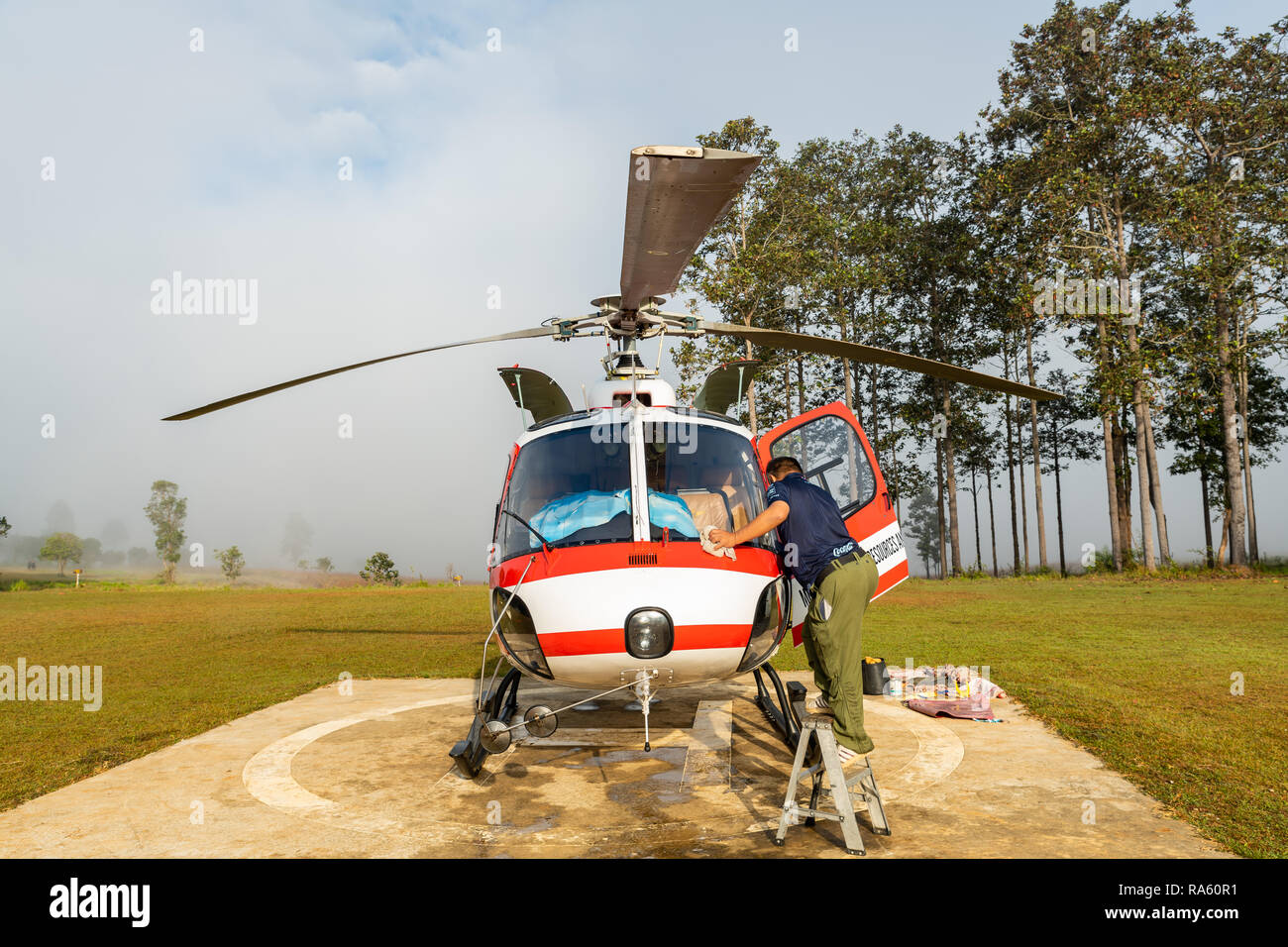 PHETCHABOON, THAILAND DEC.25, 2018 Airbus Eurocopter AS350