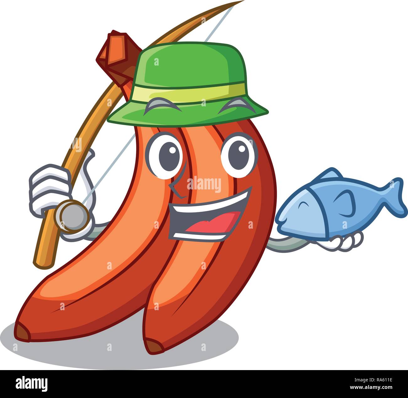 Fishing red cartoon bananas ready to eat Stock Vector Image & Art Alamy