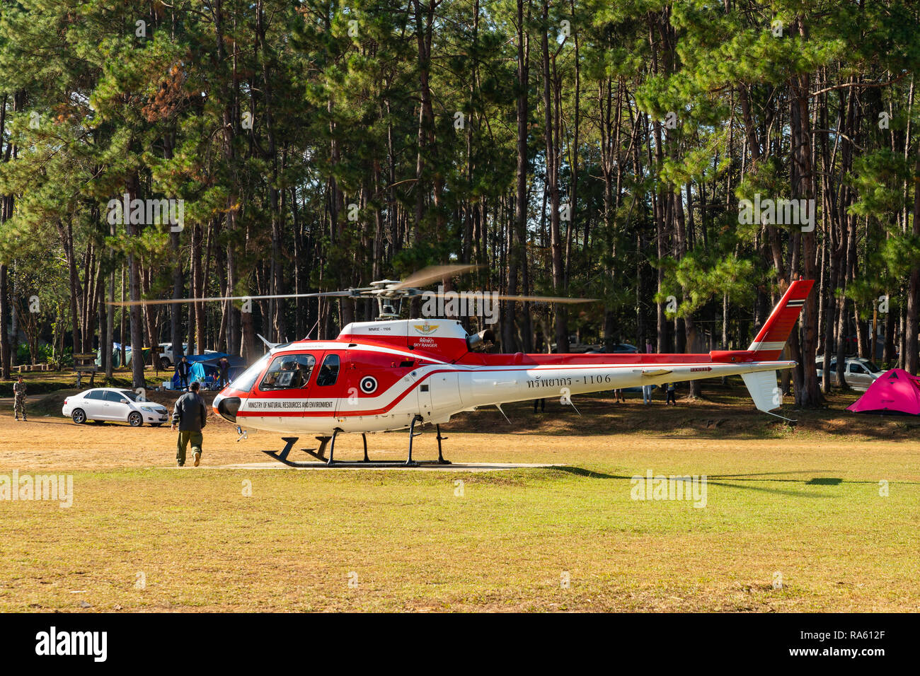 PHETCHABOON, THAILAND DEC.25, 2018 Airbus Eurocopter AS350