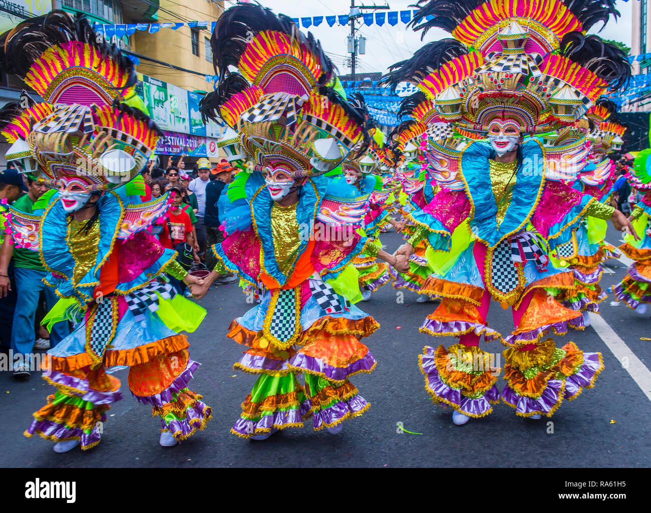 Participants in the Masskara Festival in Bacolod Philippines Stock