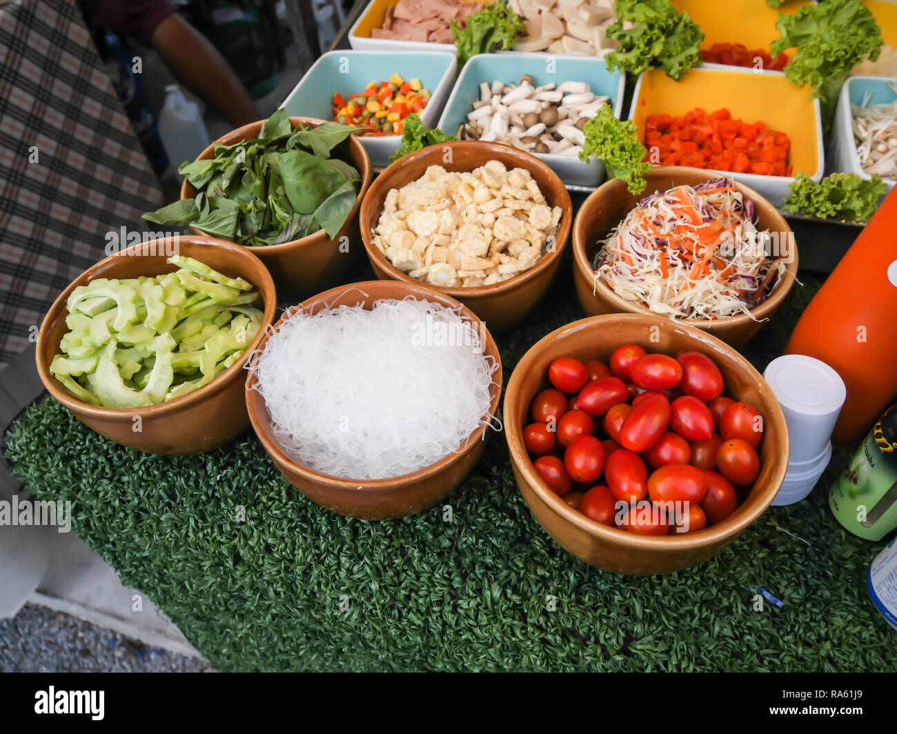 Raw materials for papaya salad, Ingredients for cooking, Thai food 