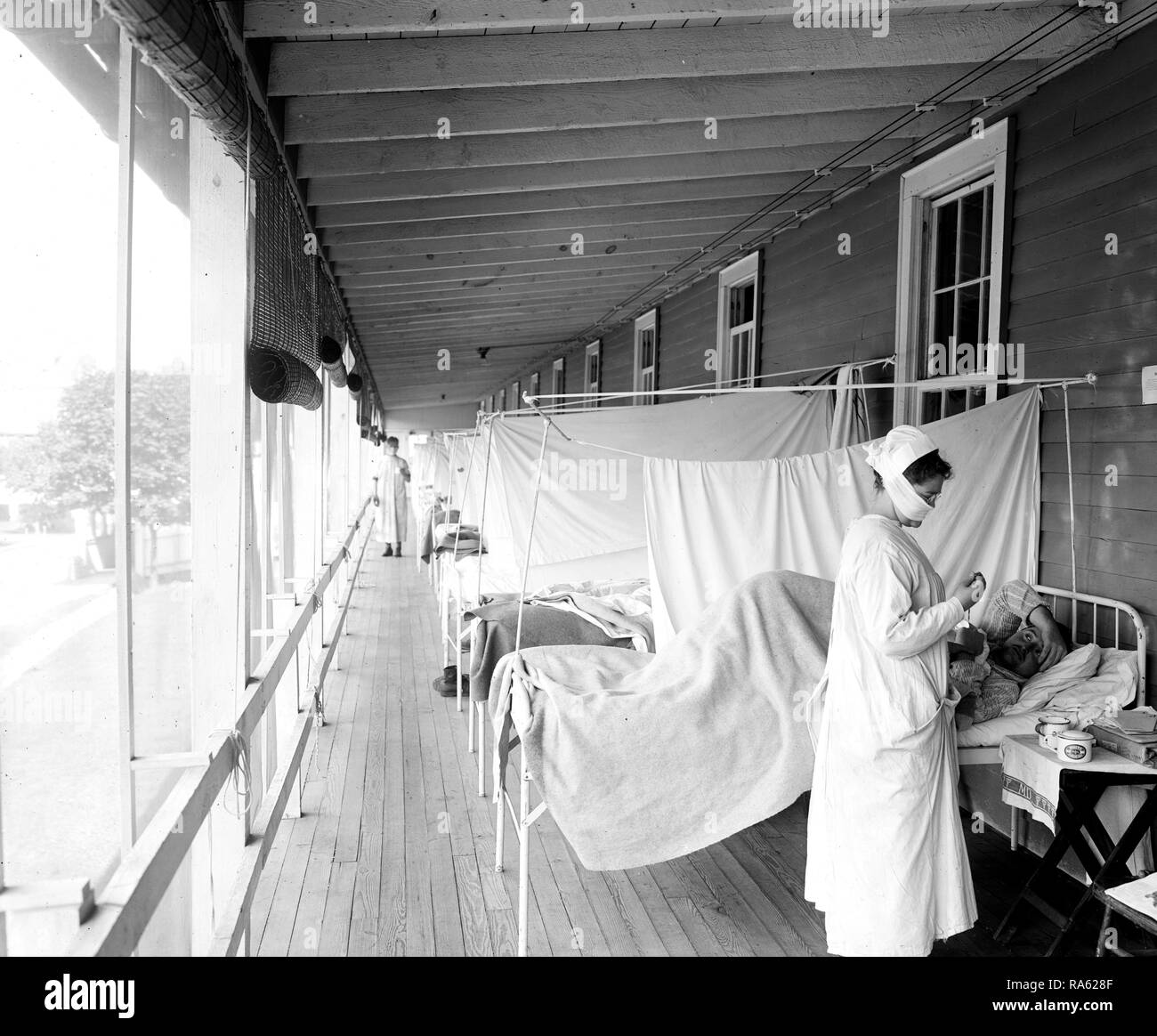 Walter Reed Hospital Flu Ward ca. 1910-1920 Stock Photo