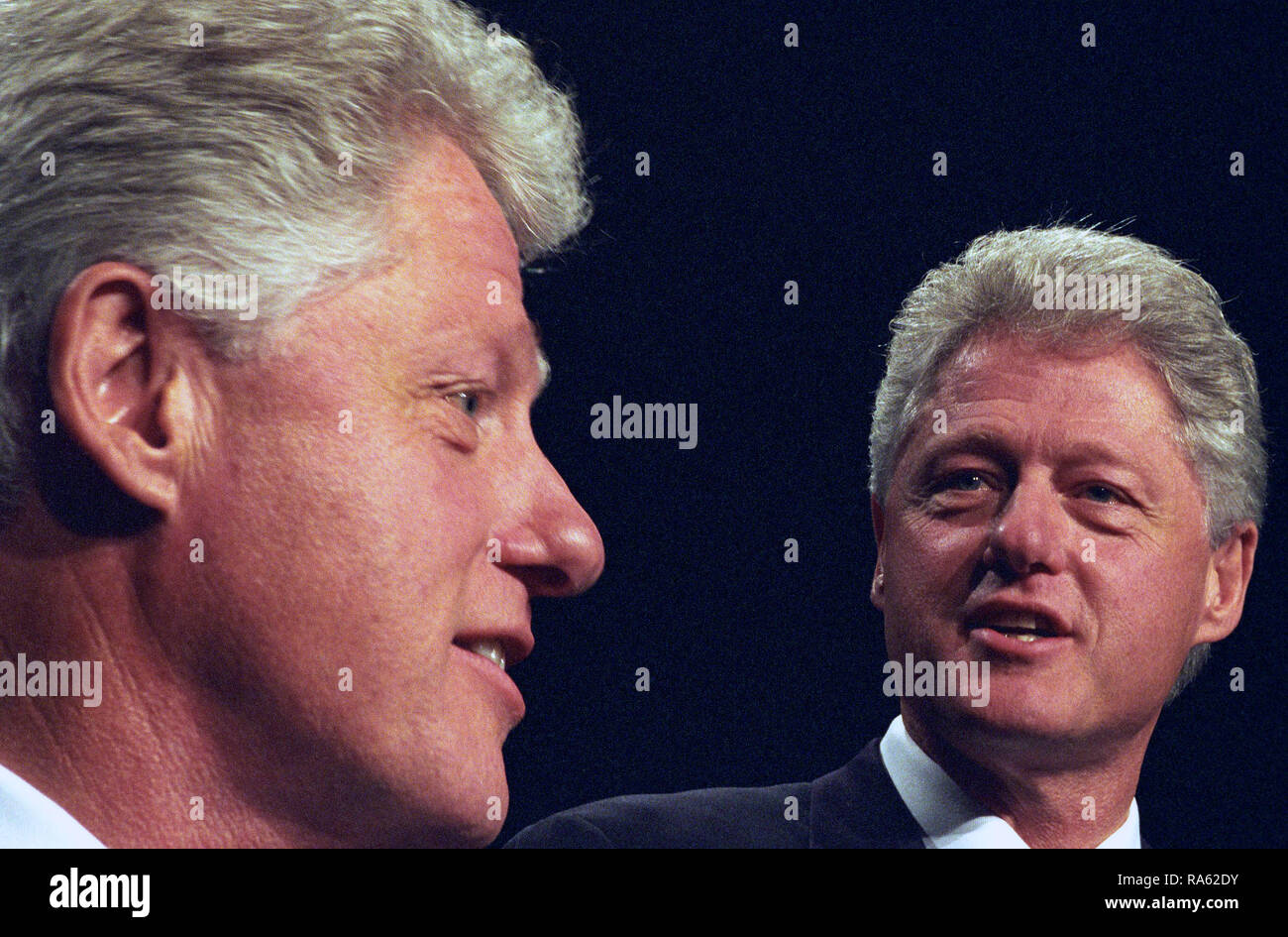 Photograph of President William Jefferson Clinton Delivering Remarks at the Statehouse Convention Center in Little Rock, Arkansas 11/5/2000 Stock Photo