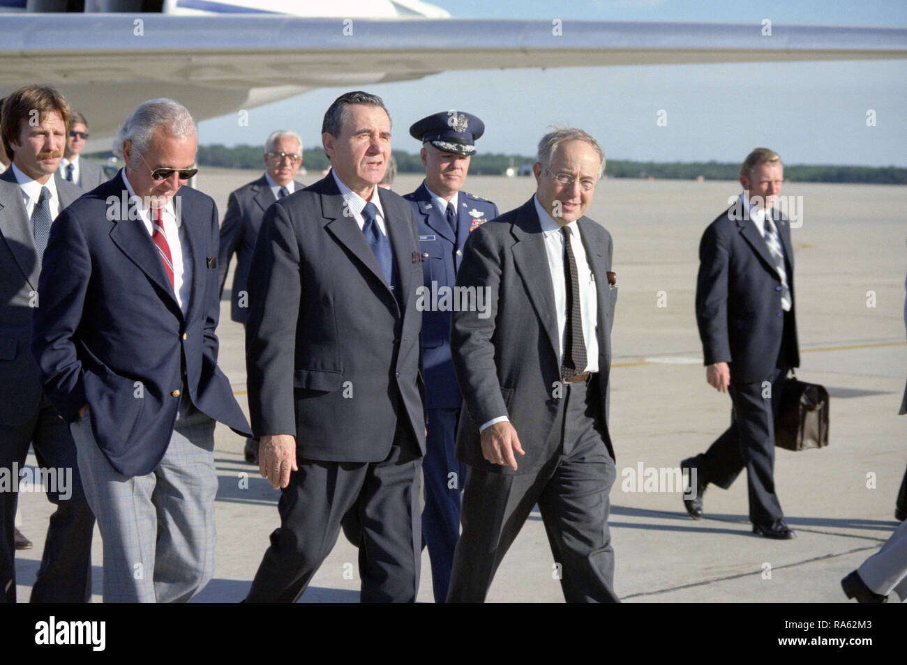1978 - Soviet Foreign Minister Andrei Gromyko (left of center) arrives in the US for a state visit. Stock Photo