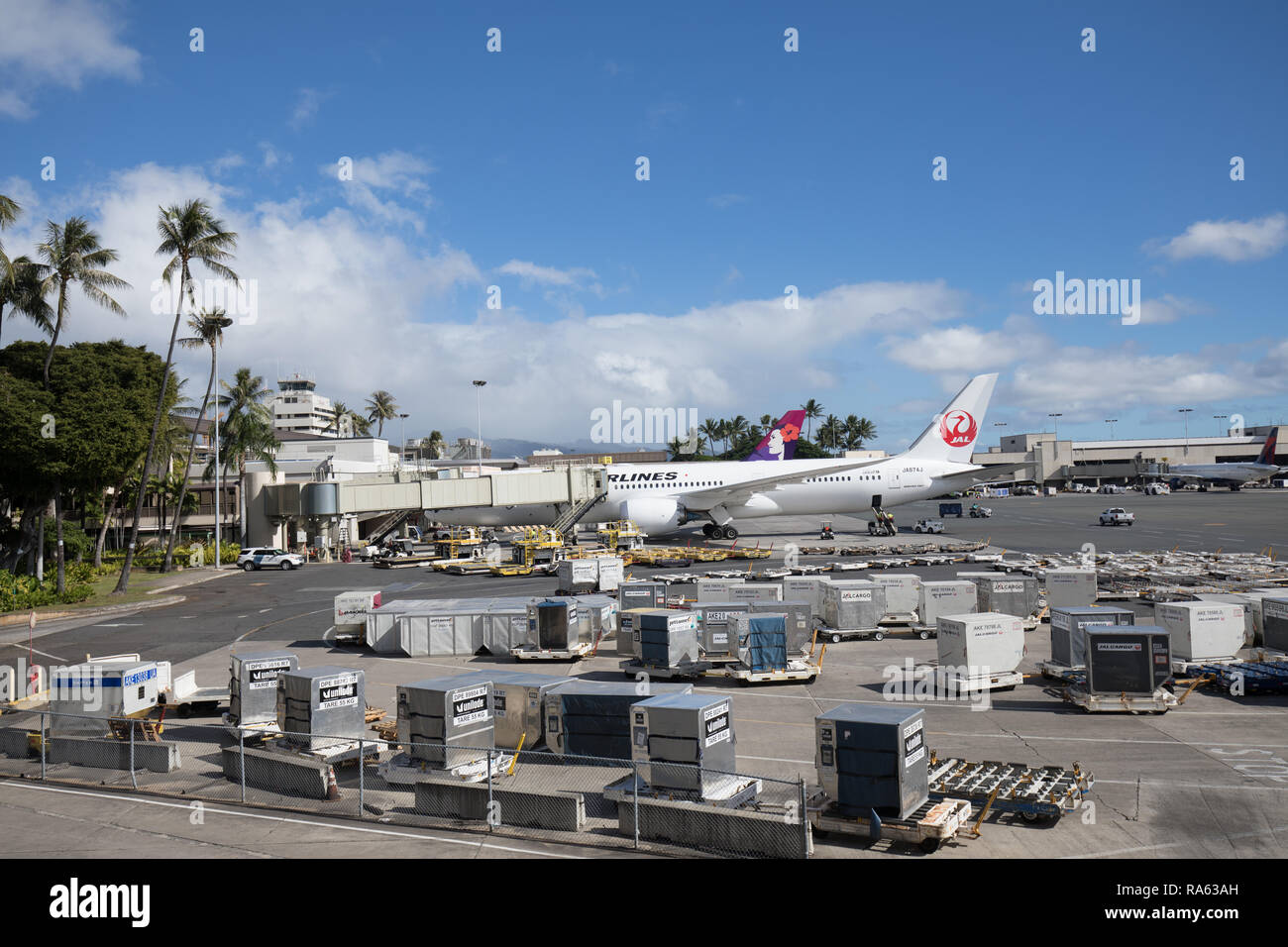 Honolulu, Hawaii Dec 22, 2018 Jet airplanes of Hawaiian Airlines