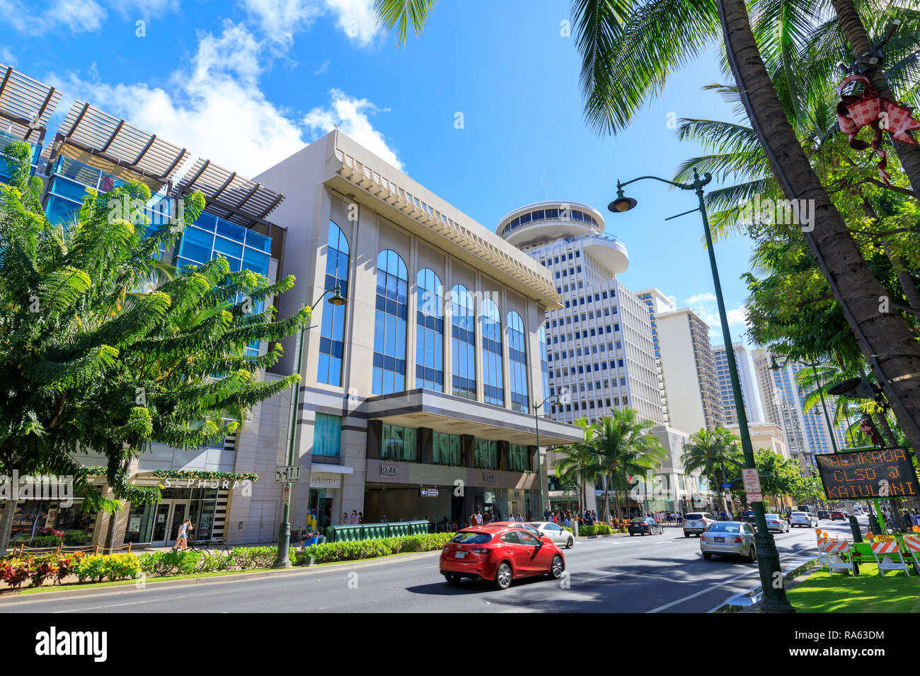 Hawaii honolulu kalakaua oahu usa waikiki avenue hires stock