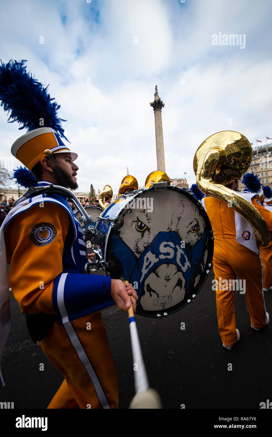 Angelo State University Ram Band marching band at London's New Year's