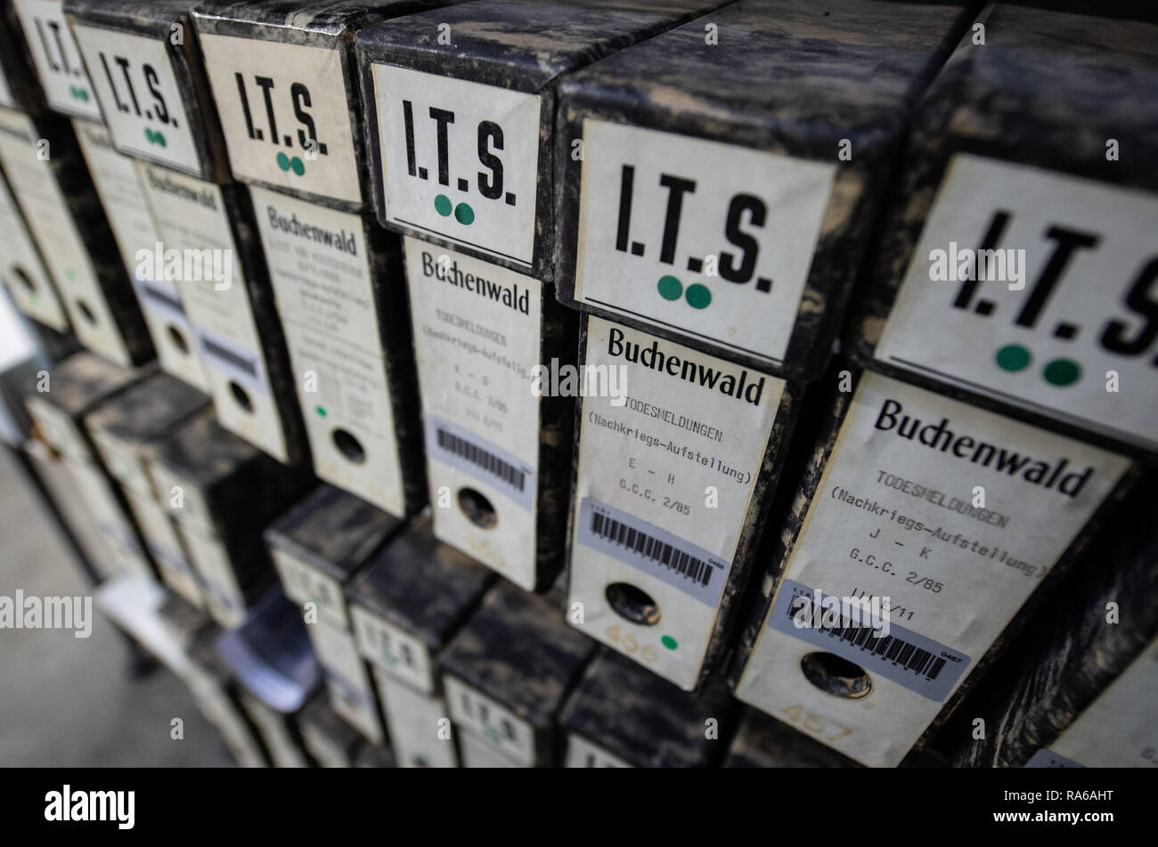 Bad Arolsen, Germany. 11th Dec, 2018. Files are stored in a cabinet in the provisional archive of the International Tracing Service (ITS). The ITS is an archive and documentation centre on Nazi persecution and the liberated survivors. (to dpa 'International Tracing Service ITS' from 02.01.2019) Credit: Swen Pförtner/dpa/Alamy Live News Stock Photo