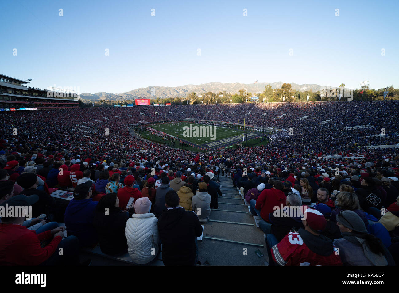 January 01, 2019 Pasadena CA,..ROSE BOWL Stadium during the Washington Huskies vs Ohio State Buckeyes at the Rose Bowl in Pasadena, Ca. on January 01, 2019 (Photo by Jevone Moore) Stock Photo