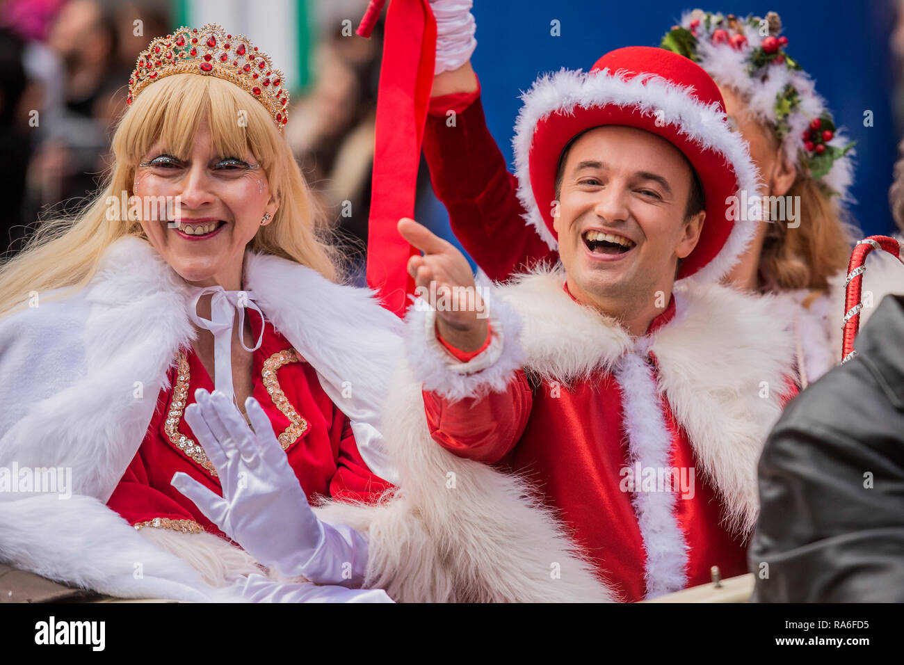 Central Christmas Parade 2019 London, UK. 1st January, 2019. Miss and Mr Christmas The New Central Christmas Parade 2019 London, UK. 1st January, 2019. Miss and Mr Christmas The New