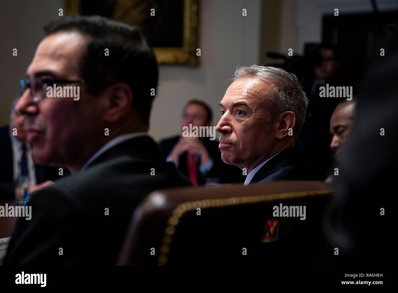 U.S. President Donald Trump speaks during a cabinet meeting in the ...