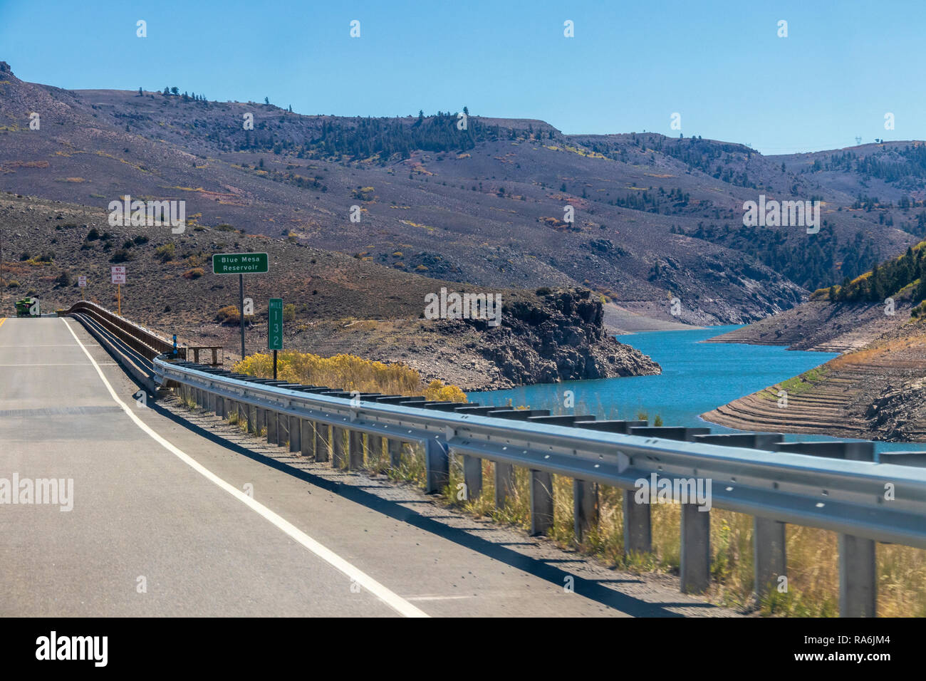 Middle bridge over the blue mesa reservoir hires stock photography and