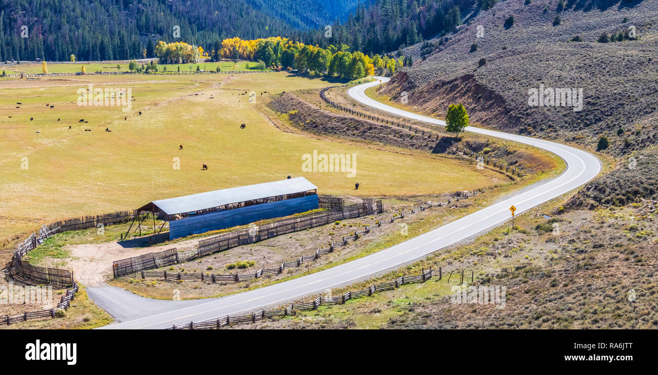 Scenic drive along Colorado Gunnison County road 742 Stock Photo