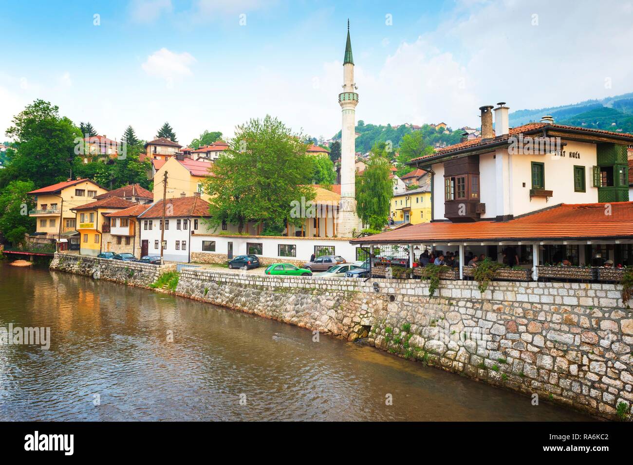 Hajjis Mosque along Miljacka river, Sarajevo, Bosnia and Herzegovina Stock Photo