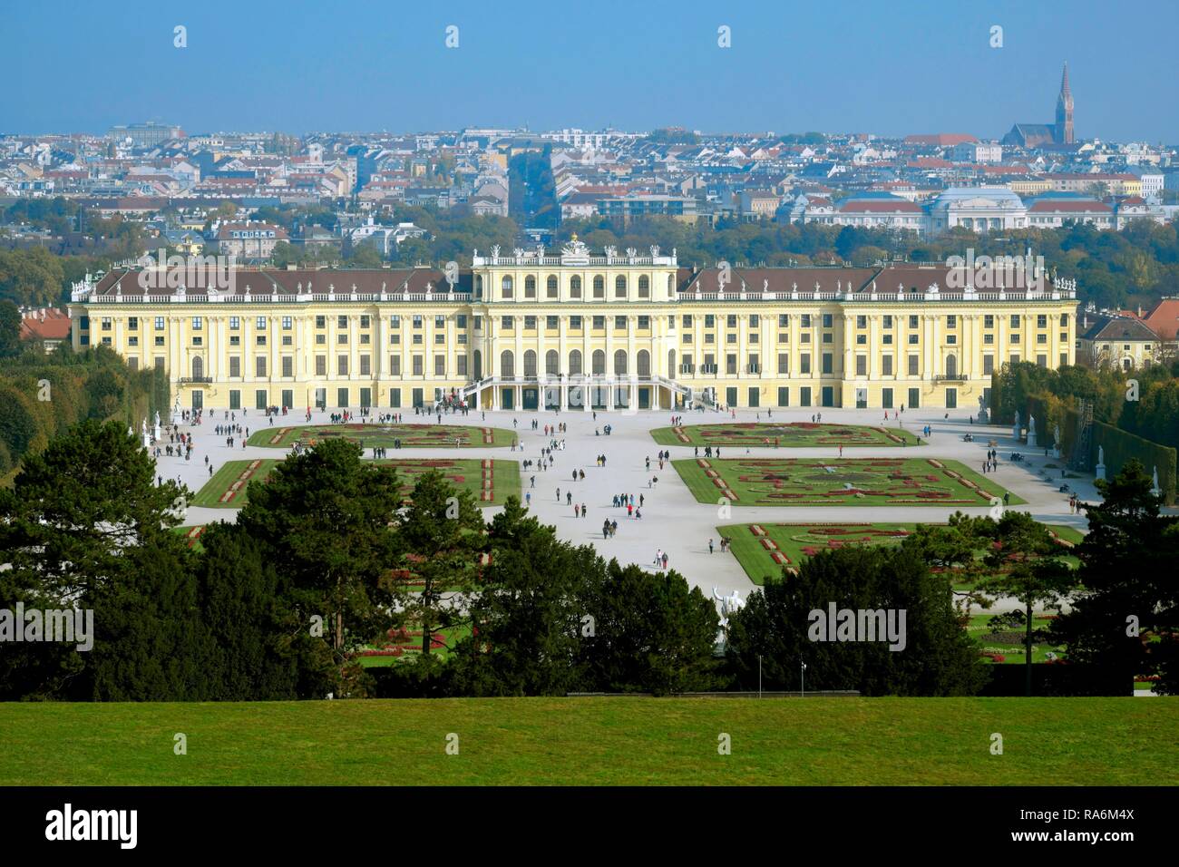 View from the Gloriette to Schönbrunn Palace, Vienna, Austria Stock Photo