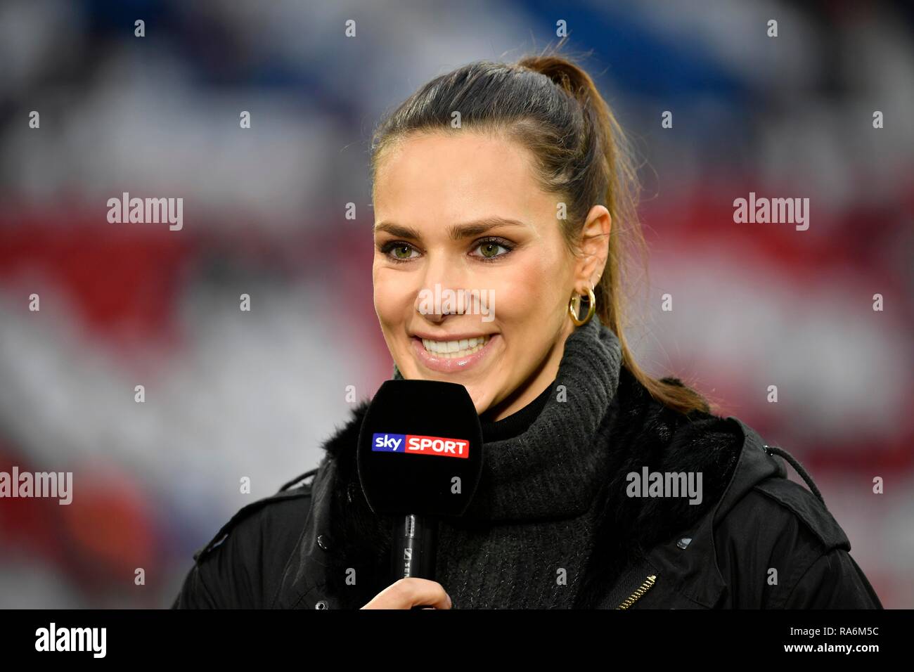 Sky Sport host Esther Sedlaczek, Allianz Arena, Munich, Bavaria, Germany Stock Photo