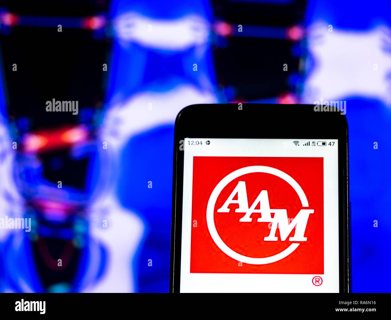 American Axle Automobile company logo seen displayed on smart phone
