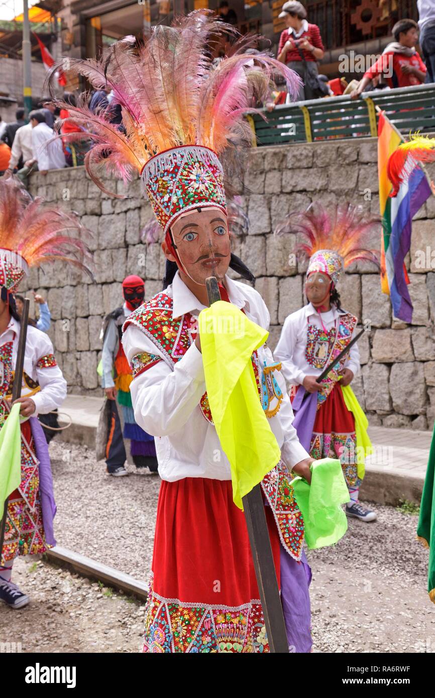 Traditional parade in Aguas Calientes, Peru Stock Photo