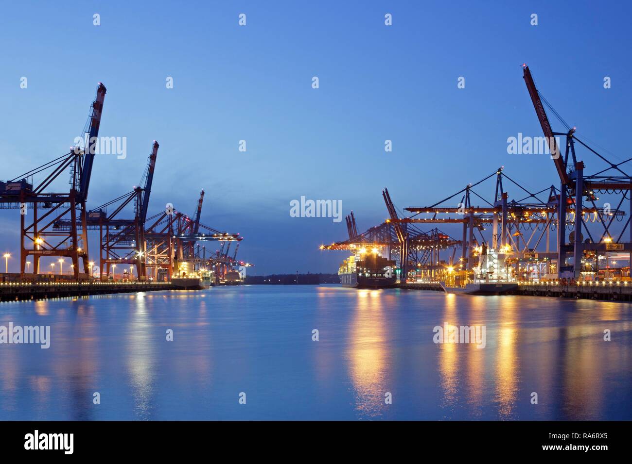 Eurokai and Burchardkai container terminals, Port of Hamburg, Hamburg, Germany Stock Photo