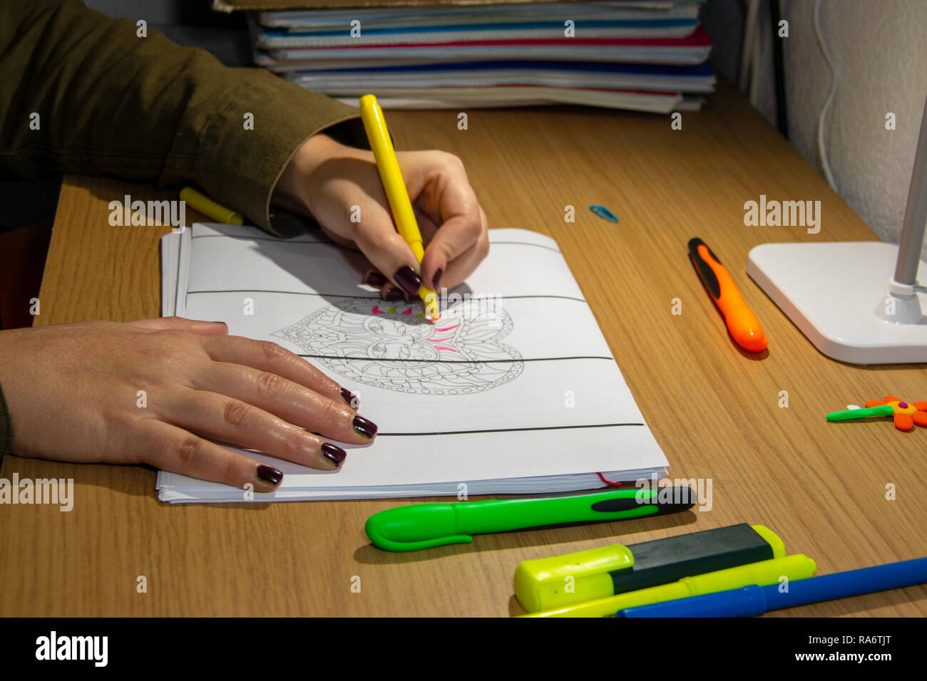 children's drawing craft table Stock Photo - Alamy