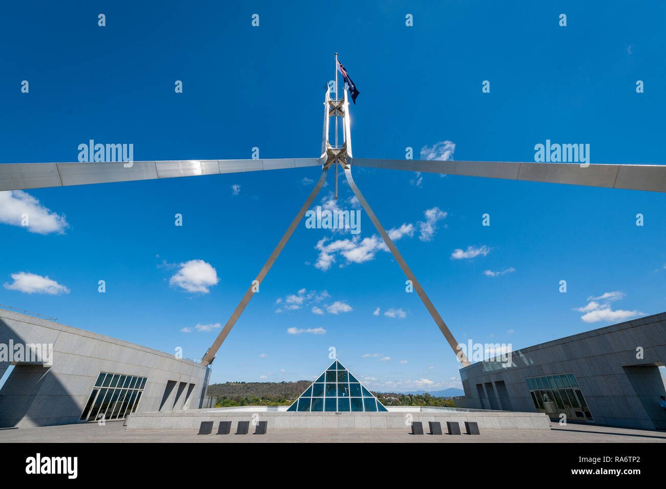 Flag mast of the Australian Parliament building, Canberra Australia Stock Photo Alamy