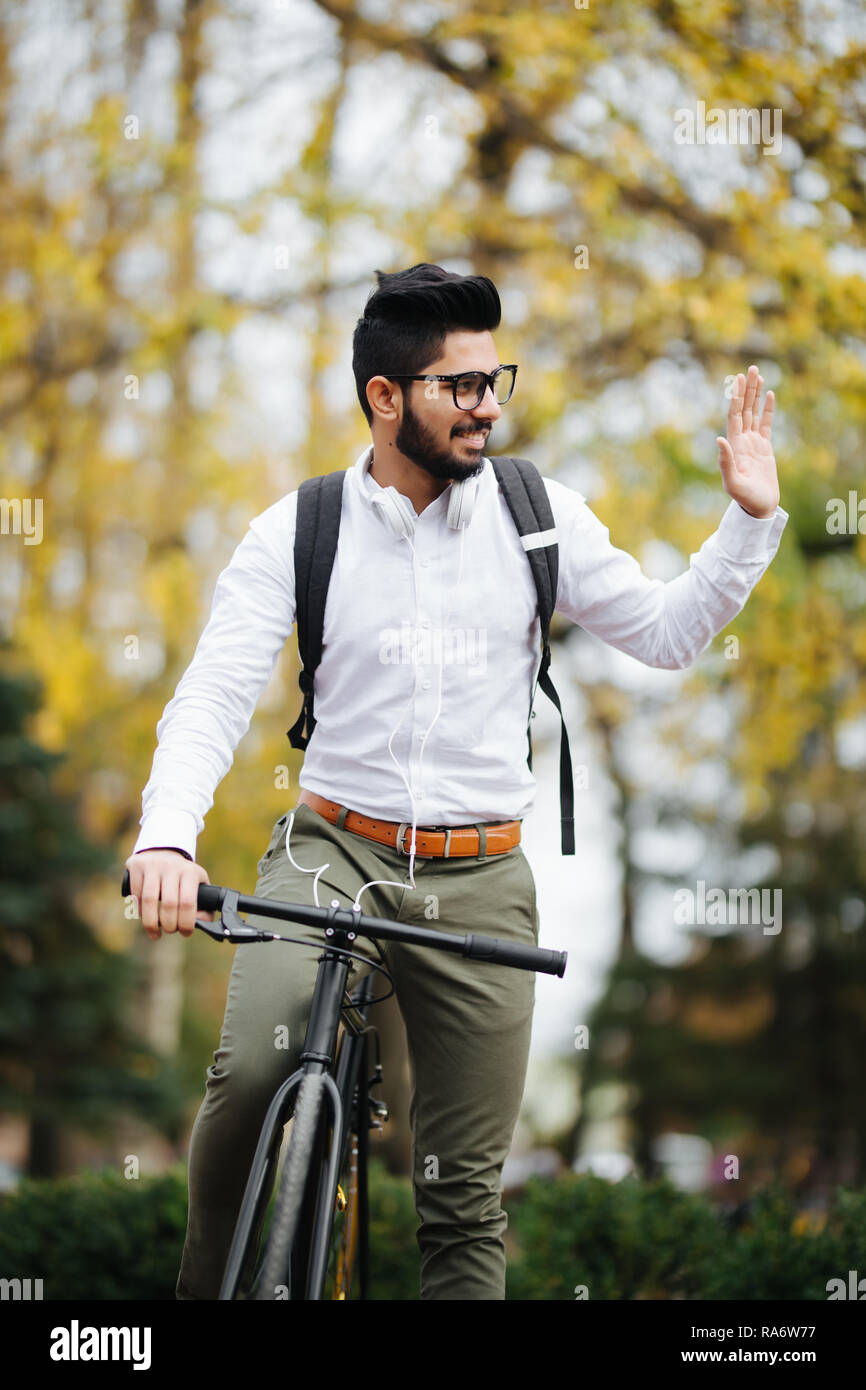 riding bicycle to work