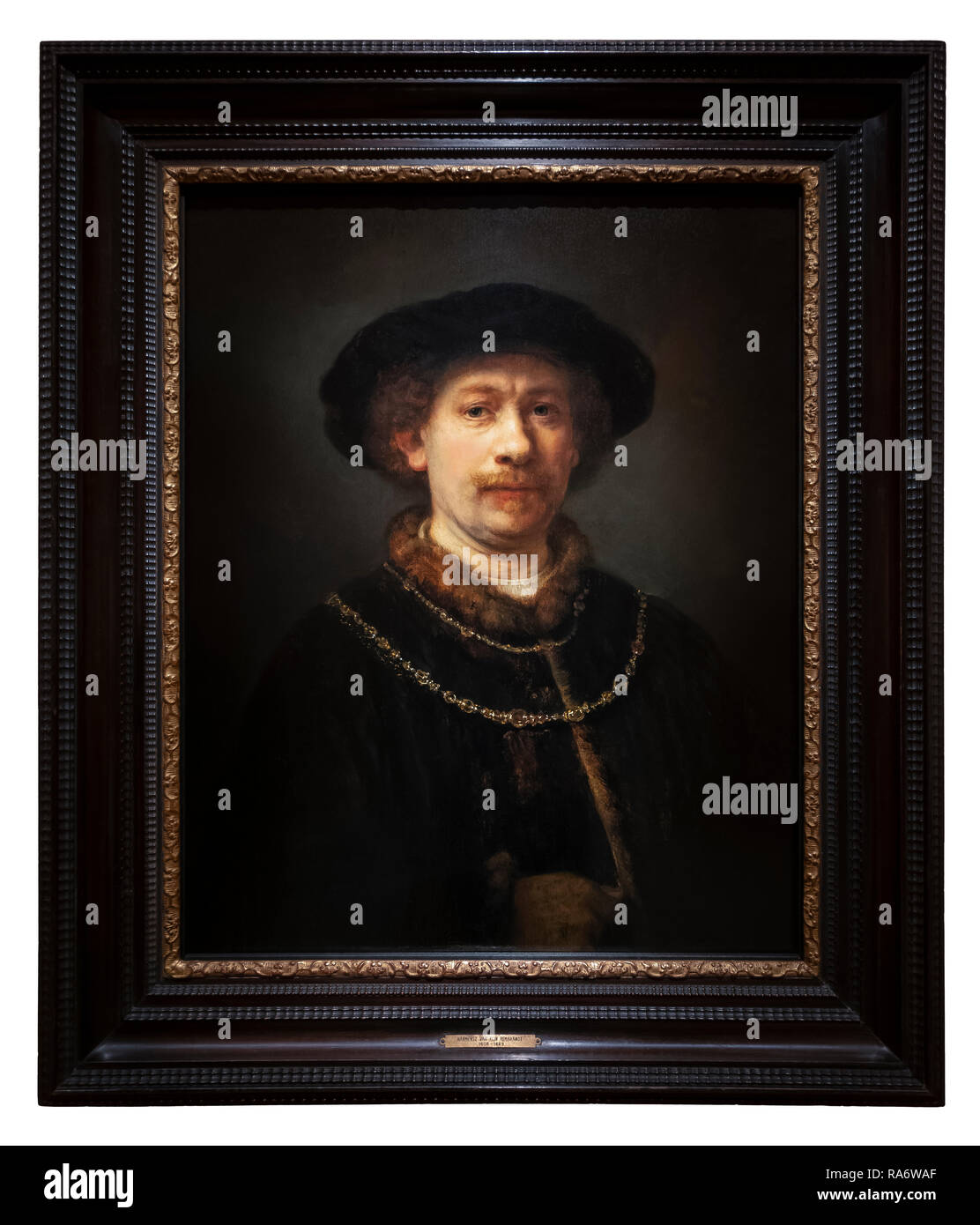 Rembrandt Self-portrait Self Portrait wearing a Hat and two Chains 1642 1643 at the age of 36 37. Stock Photo