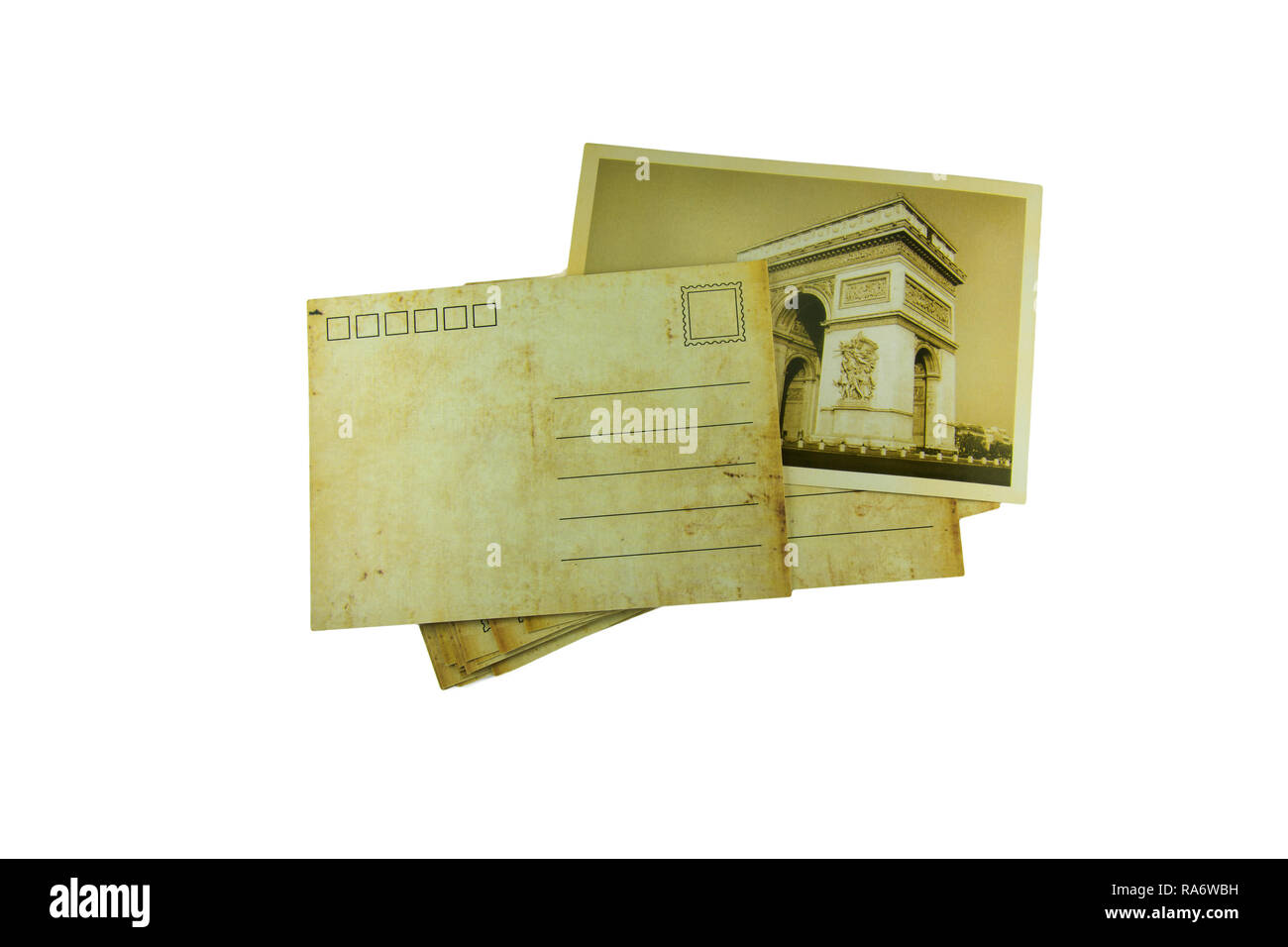 old postcard on white background Stock Photo - Alamy