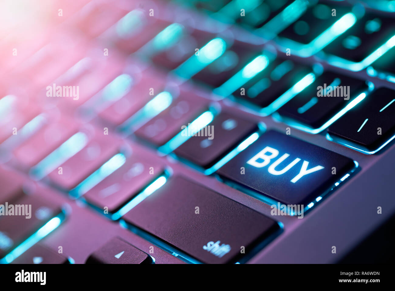 Market activity, computer keyboard with BUY button Stock Photo