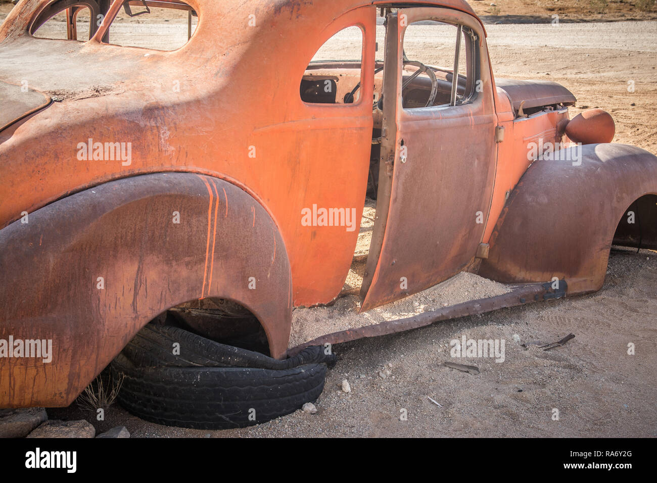 Details from old car wreck in the desert Stock Photo