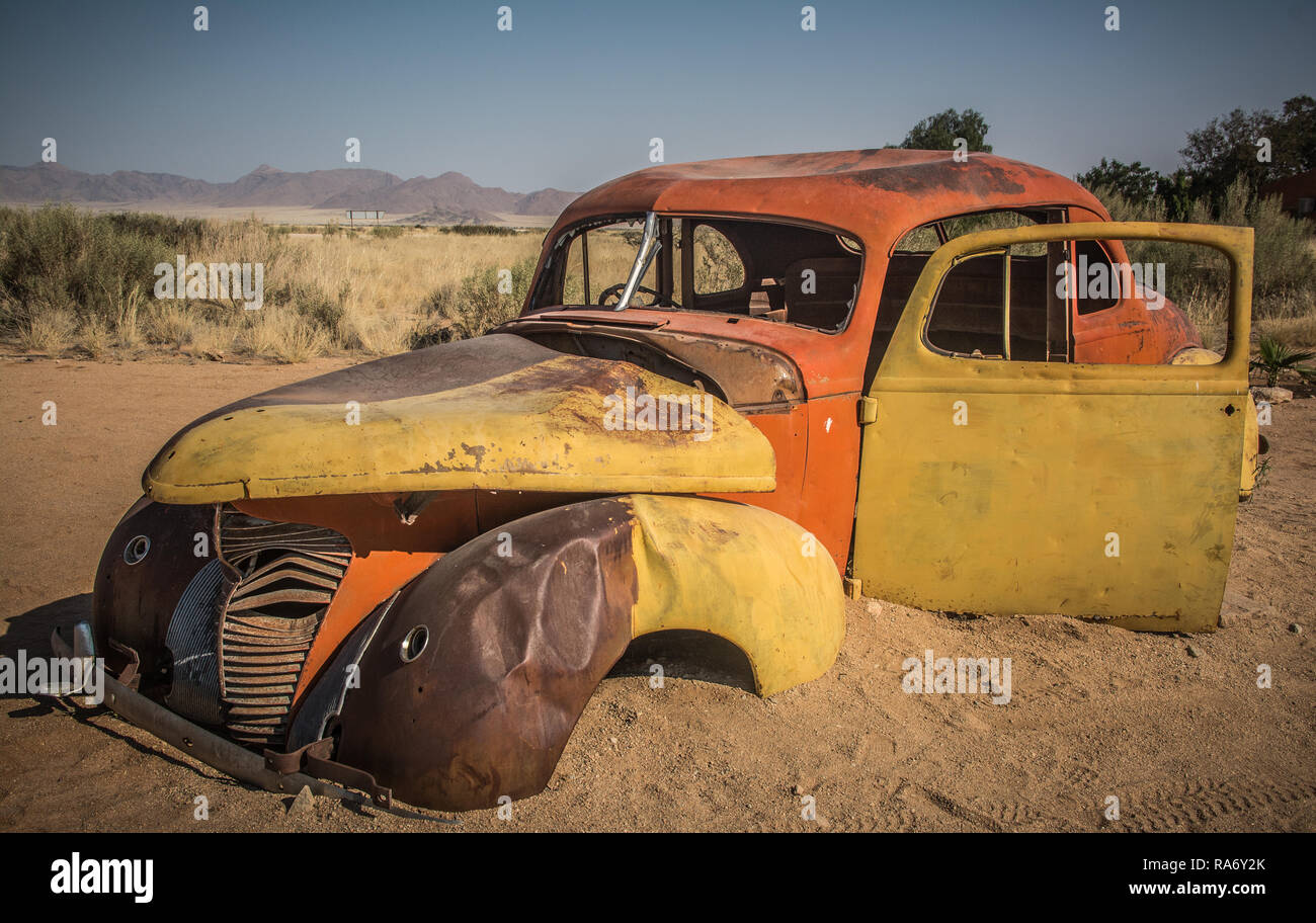 Details from old car wreck in the desert Stock Photo