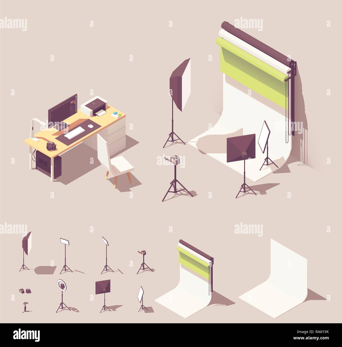 Vector isometric photo studio equipment Stock Vector