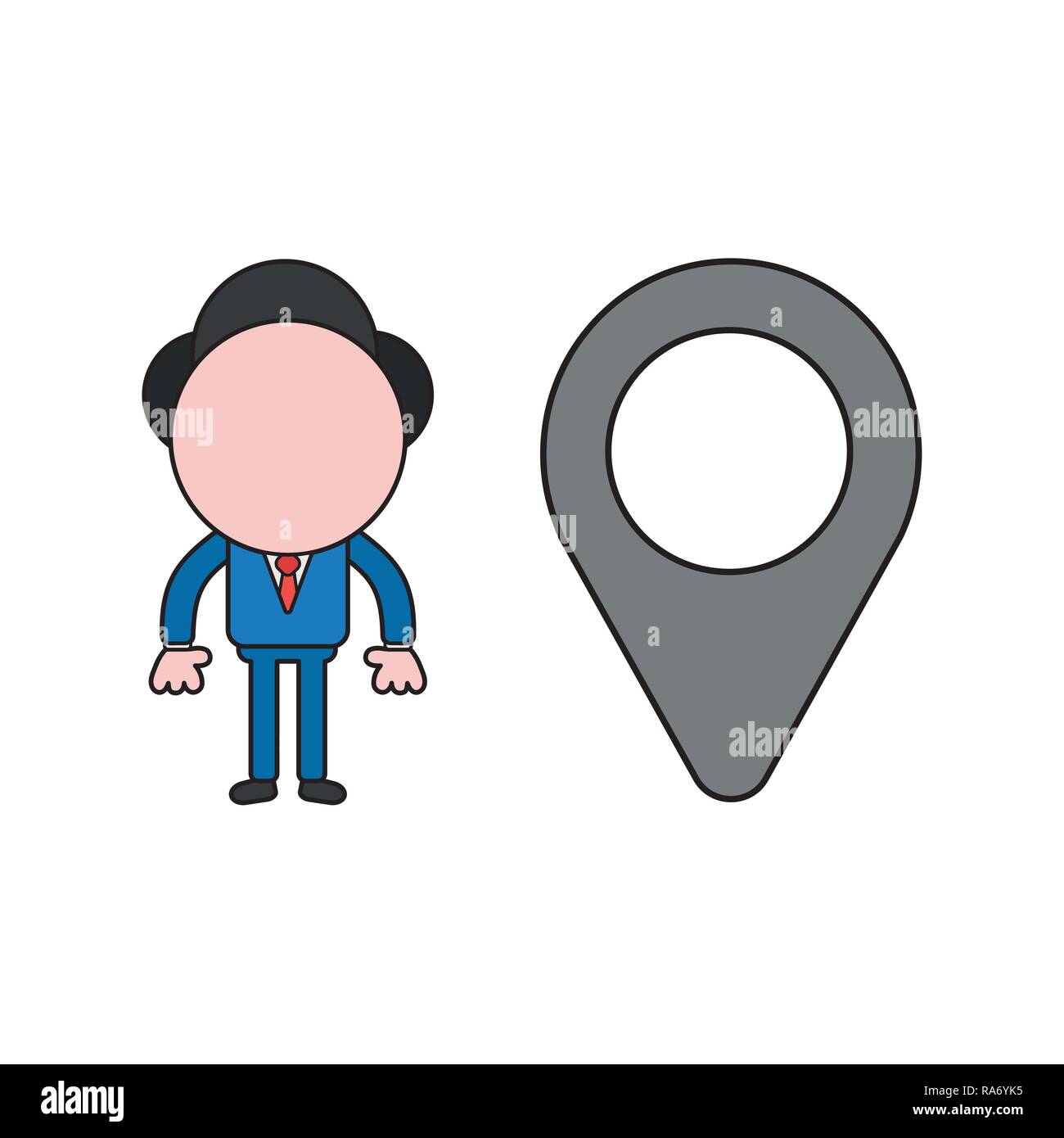 Vector illustration concept of businessman character with map pointer ...