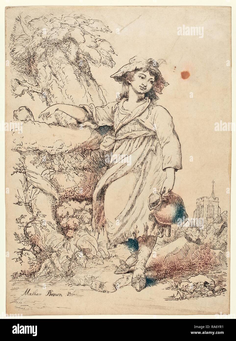 Mather Brown, Girl with a Pitcher, American, 1761 1831, c. 18051810