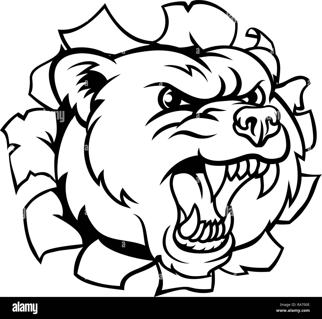 Angry bear head bear head Black and White Stock Photos & Images - Alamy