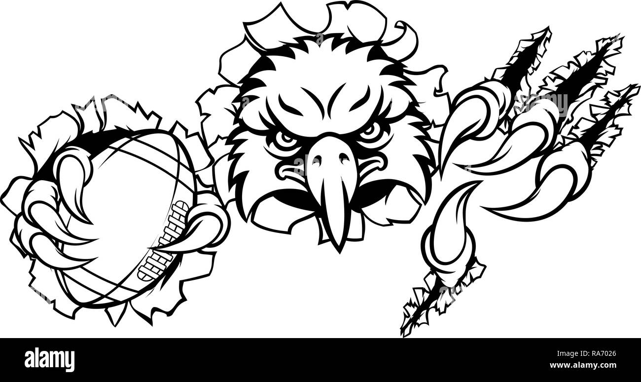Eagle Football Cartoon Mascot Ripping Background Stock Vector