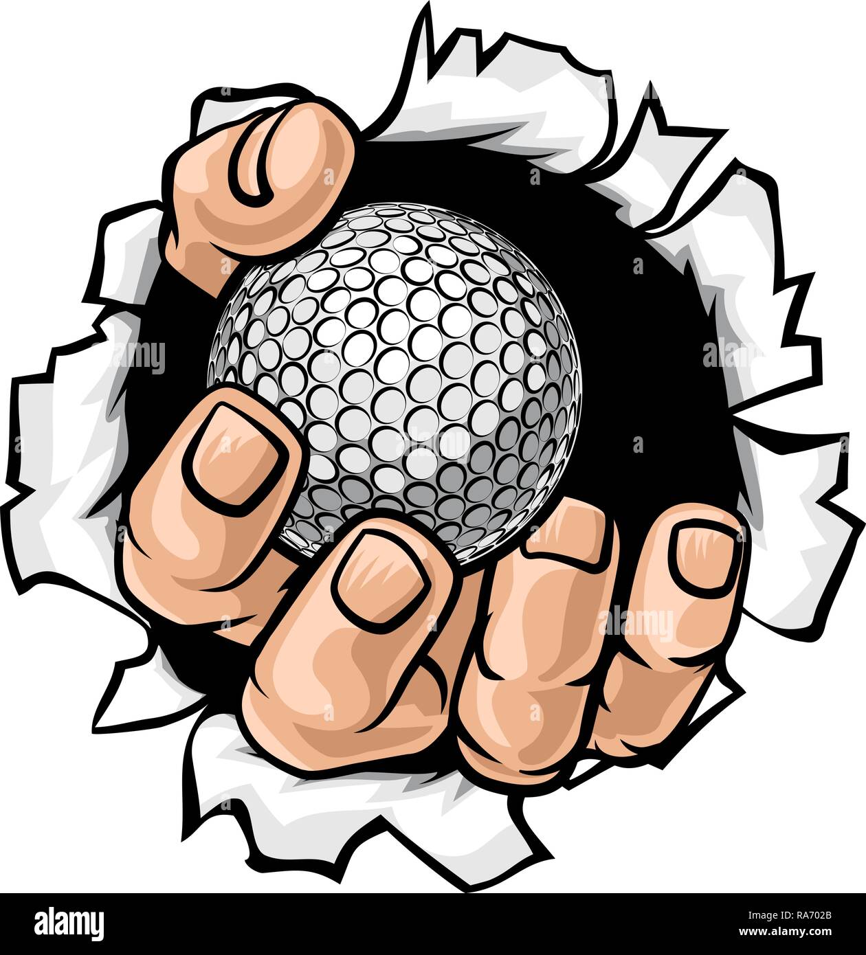 Golf Ball Hand Tearing Background Stock Vector