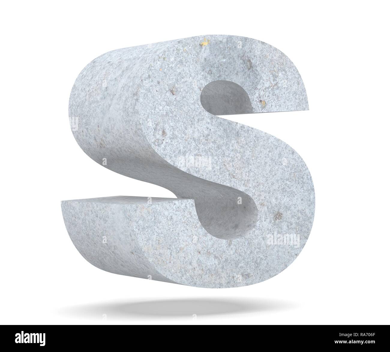 Concrete Capital Letter - S isolated on white background. 3D render ...