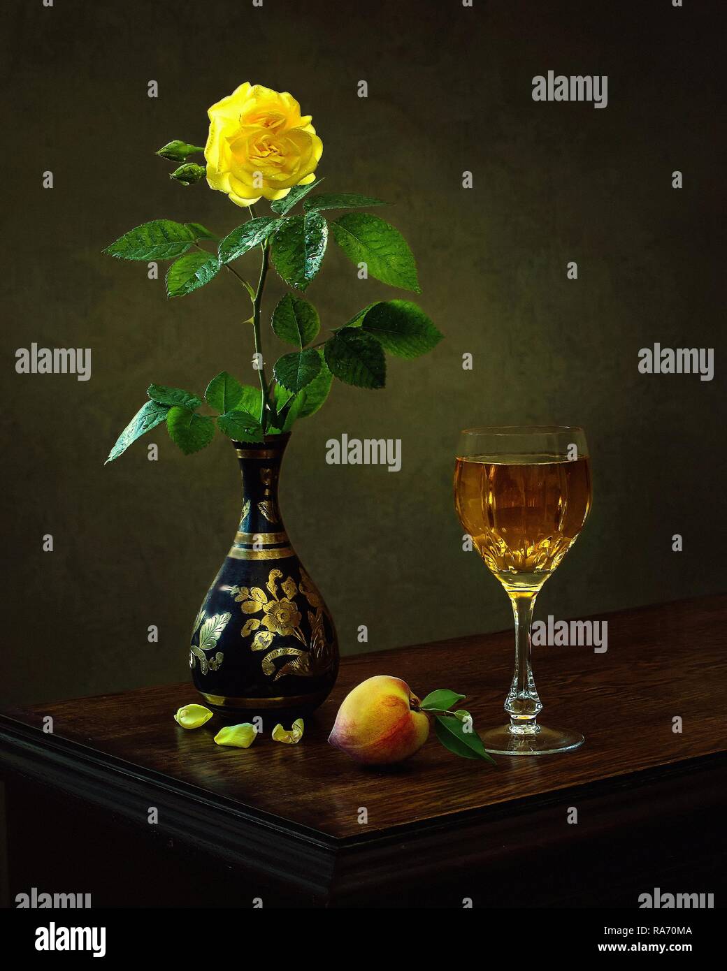Still life with bouquet of roses Stock Photo - Alamy