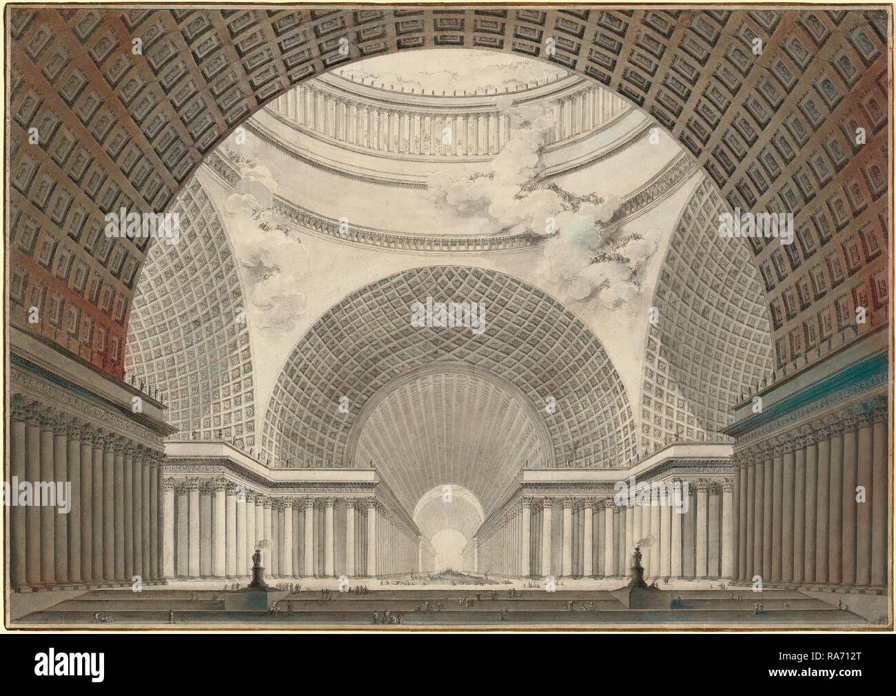 Etienne-Louis Boullée, Perspective View of the Interior of a Metropolitan Church, French, 1728-1799, 1780-1781, pen reimagined Stock Photo